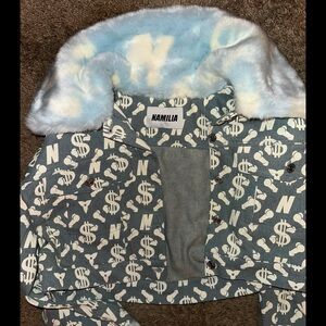 Namilia Dolls Kill Dick Dollar Fur Denim Coat NWT M/L/XL